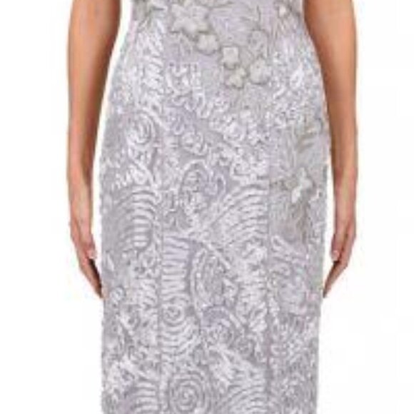 SALE NWT Sue Wong N4332 Nylon/Polyester Evening Dress Platinum Size 4 - Picture 4 of 6